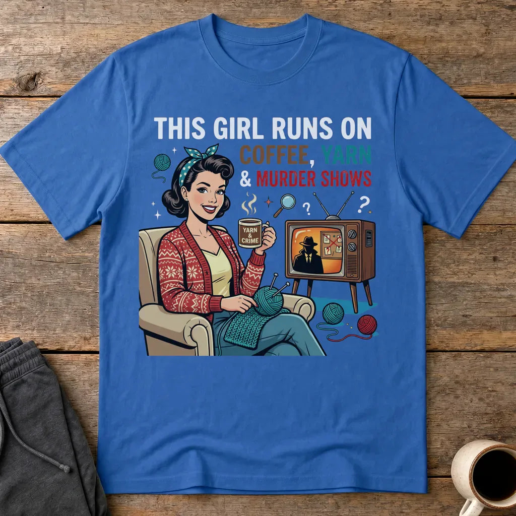 Coffee Yarn & Murder Shows T-Shirt - Royal