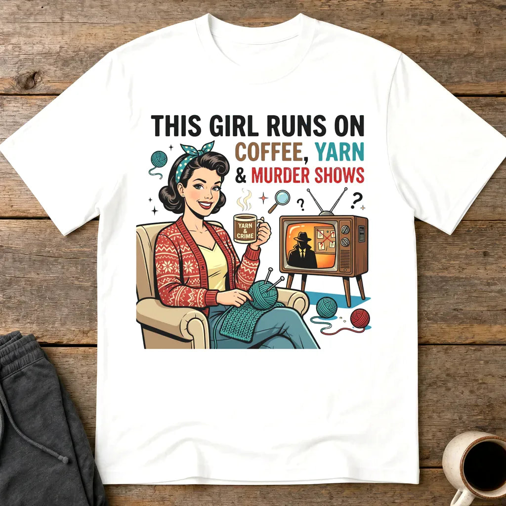 Coffee Yarn & Murder Shows T-Shirt - White
