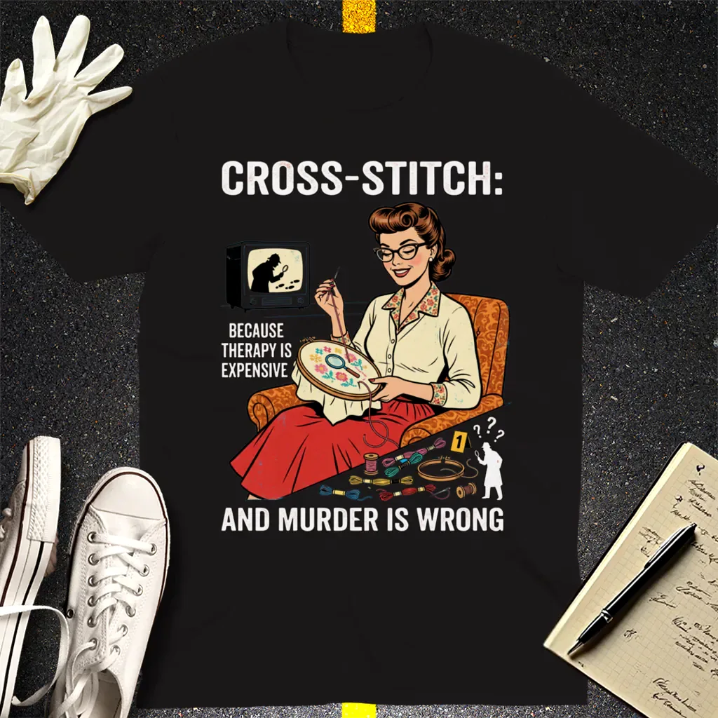 Cross-Stitch and Murder T-Shirt - Black