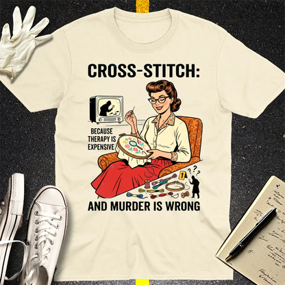 Cross-Stitch and Murder T-Shirt - Natural