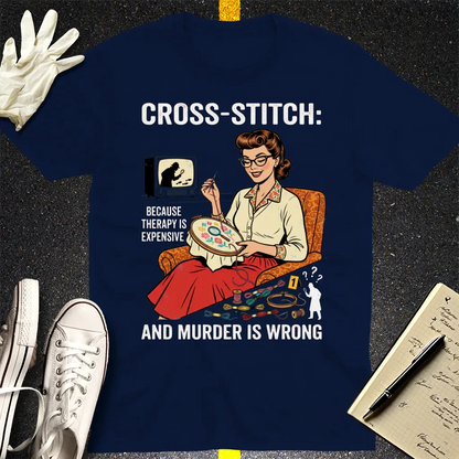 Cross-Stitch and Murder T-Shirt - Navy