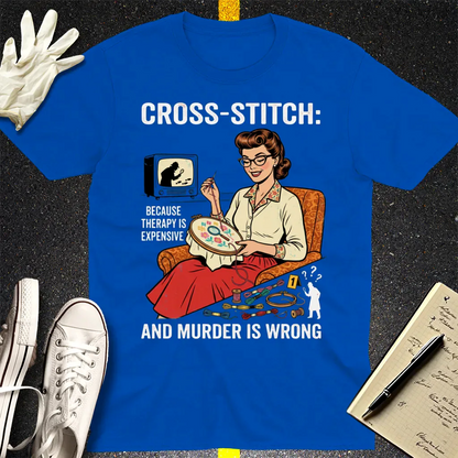 Cross-Stitch and Murder T-Shirt - Royal
