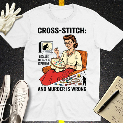 Cross-Stitch and Murder T-Shirt - White