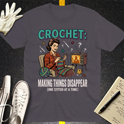 Crochet Mystery Disappear T-Shirt - Charcoal