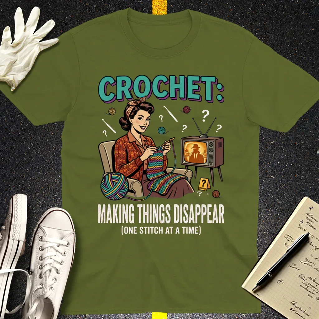 Crochet Mystery Disappear T-Shirt - Military Green