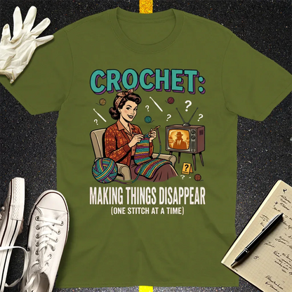 Crochet Mystery Disappear T-Shirt - Military Green