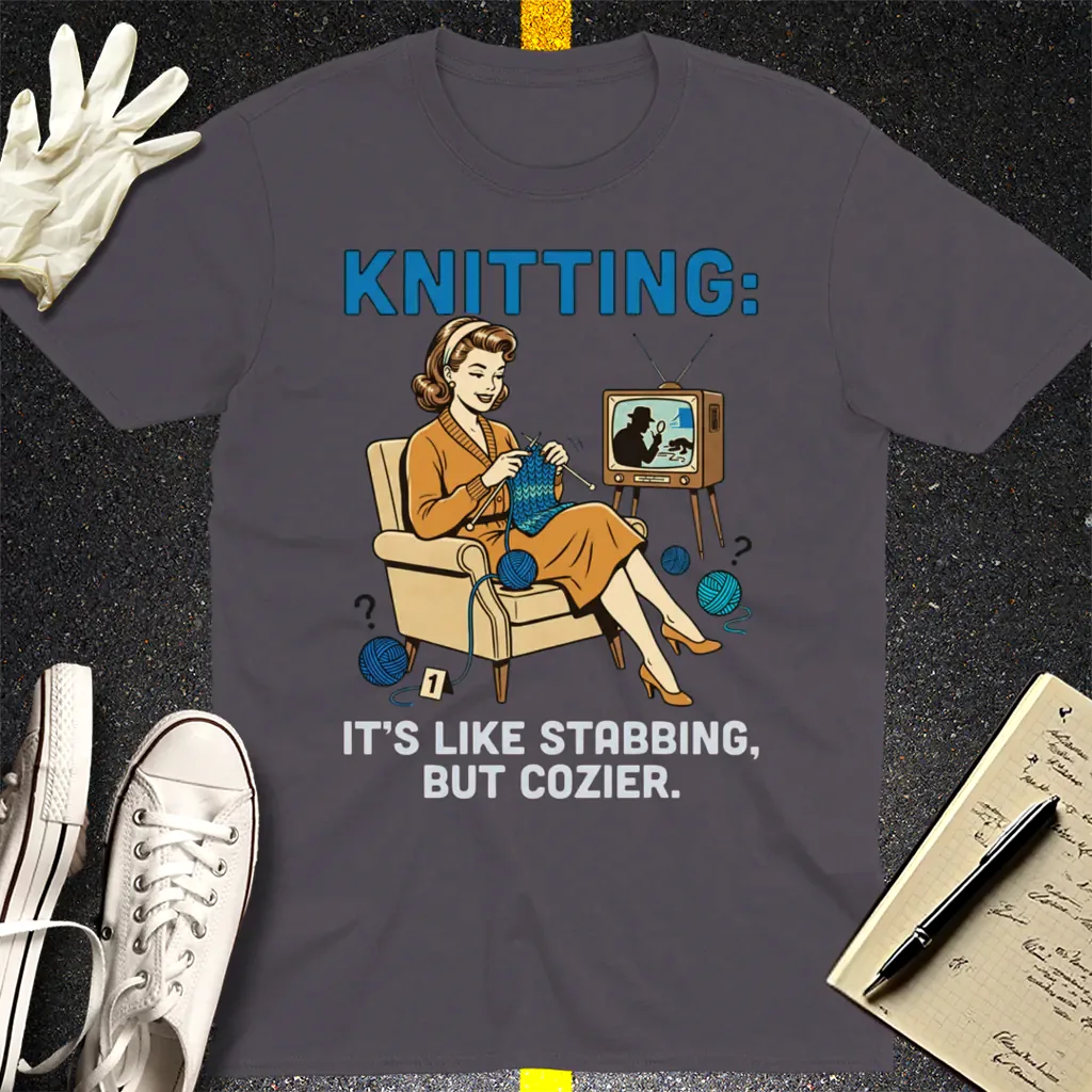 Cozy Stabbing Knitting T-Shirt - Charcoal