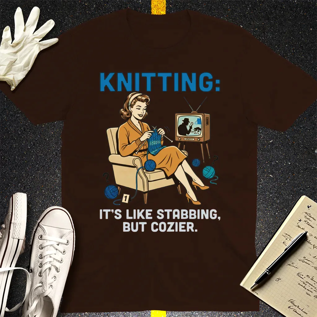 Cozy Stabbing Knitting T-Shirt - Dark Chocolate