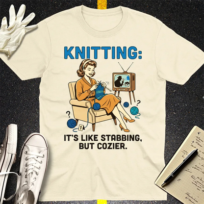 Cozy Stabbing Knitting T-Shirt - Natural
