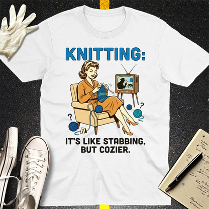 Cozy Stabbing Knitting T-Shirt - White