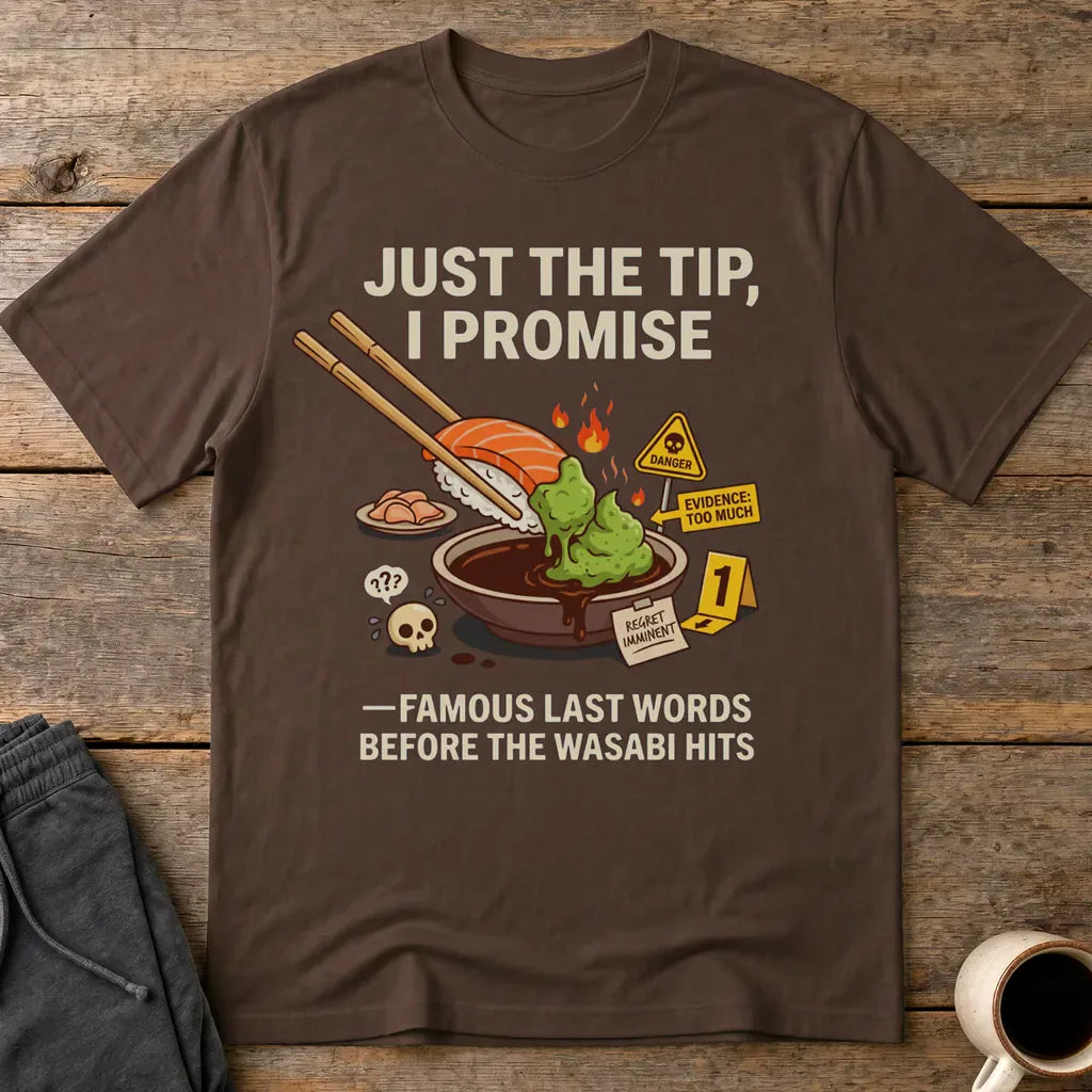 Just the Tip Wasabi Warning T-Shirt - Dark Chocolate