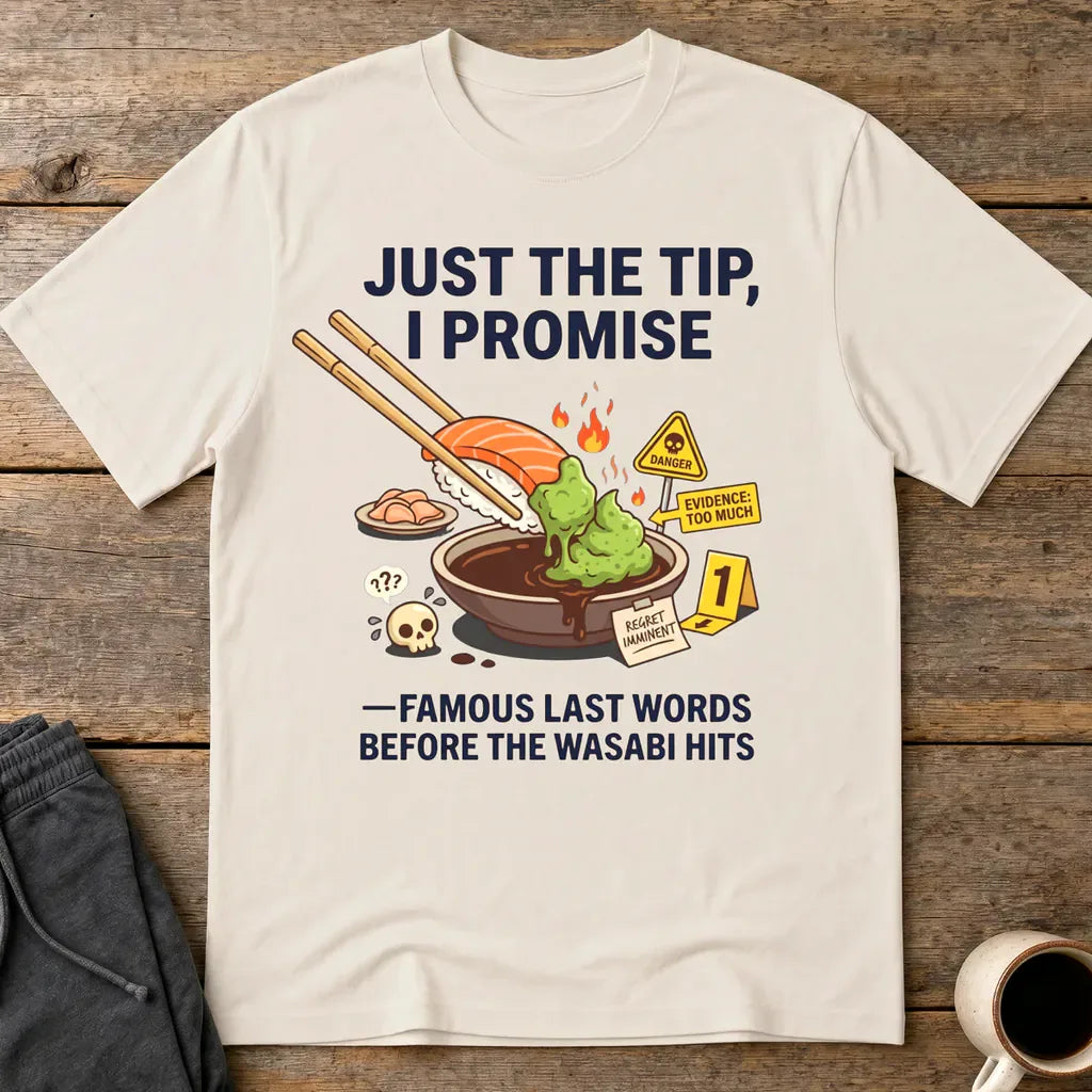 Just the Tip Wasabi Warning T-Shirt - Ice Grey