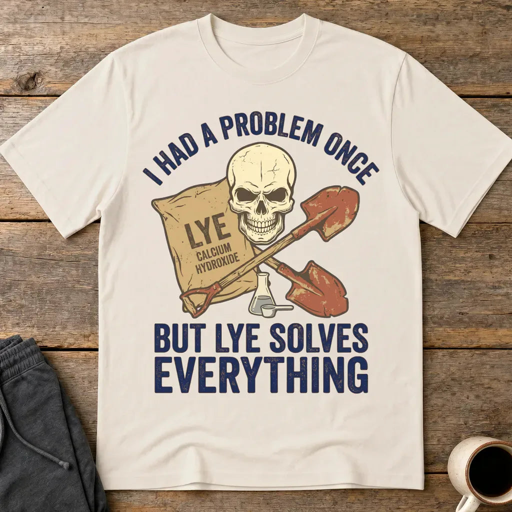 Lye Solves Everything T-Shirt - Ice Grey