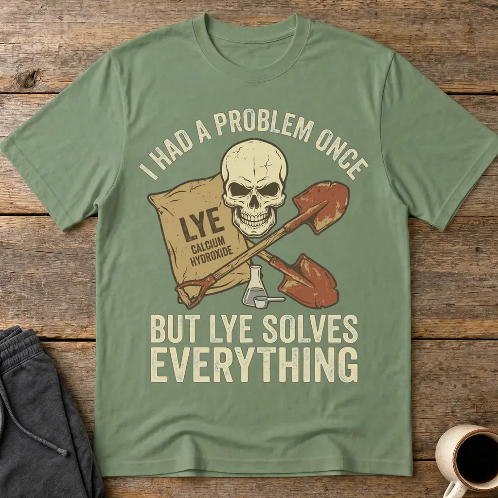 Lye Solves Everything T-Shirt - Military Green