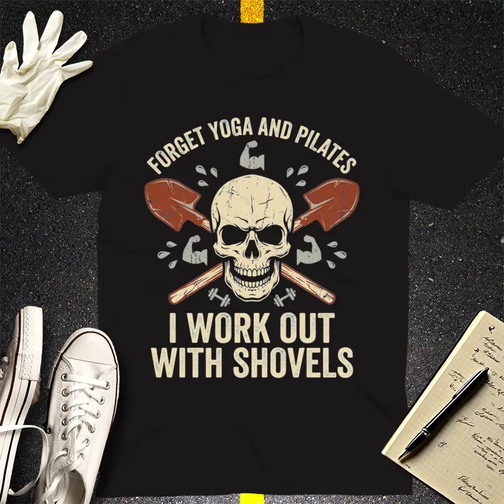 Shovel Workout Skull T-Shirt - Black