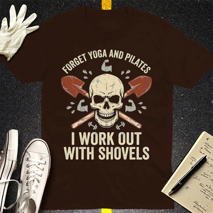 Shovel Workout Skull T-Shirt - Dark Chocolate