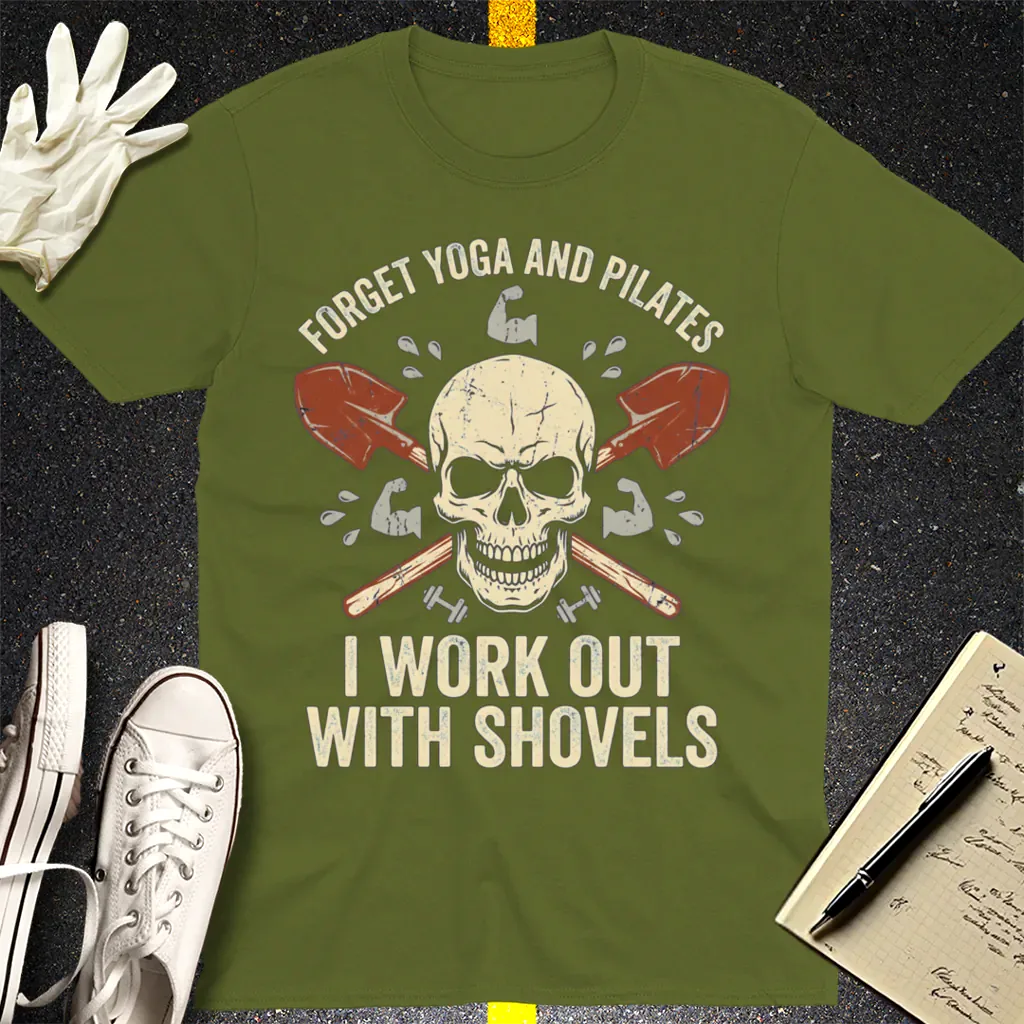Shovel Workout Skull T-Shirt - Military Green