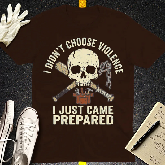 Prepared for Anything Skull T-Shirt - Dark Chocolate