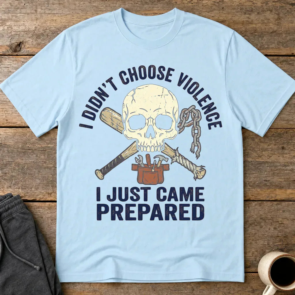 Prepared for Anything Skull T-Shirt - Light Blue