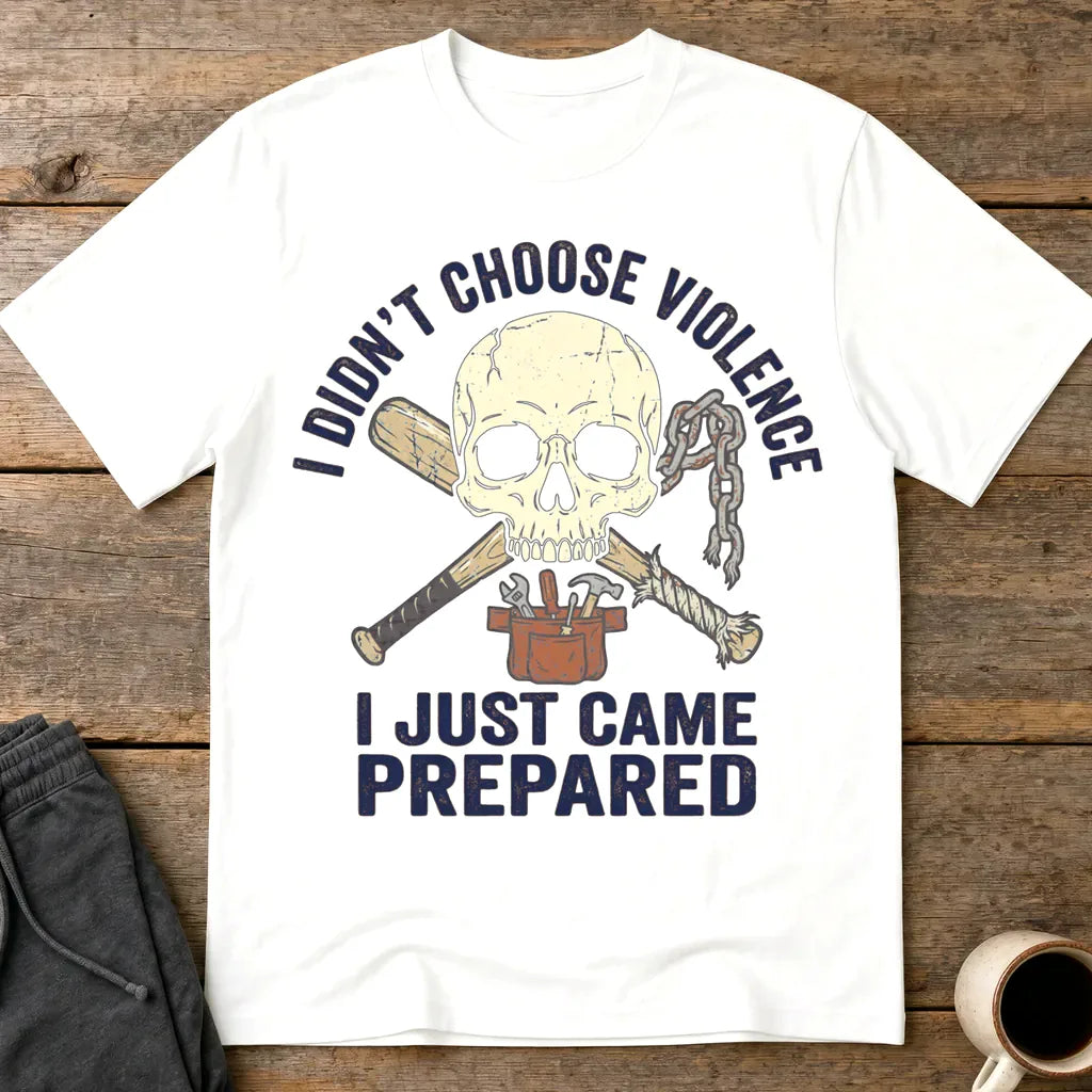 Prepared for Anything Skull T-Shirt - White