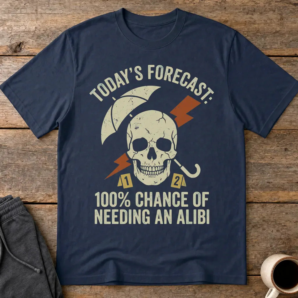 Forecast Alibi Humor T-Shirt - Navy