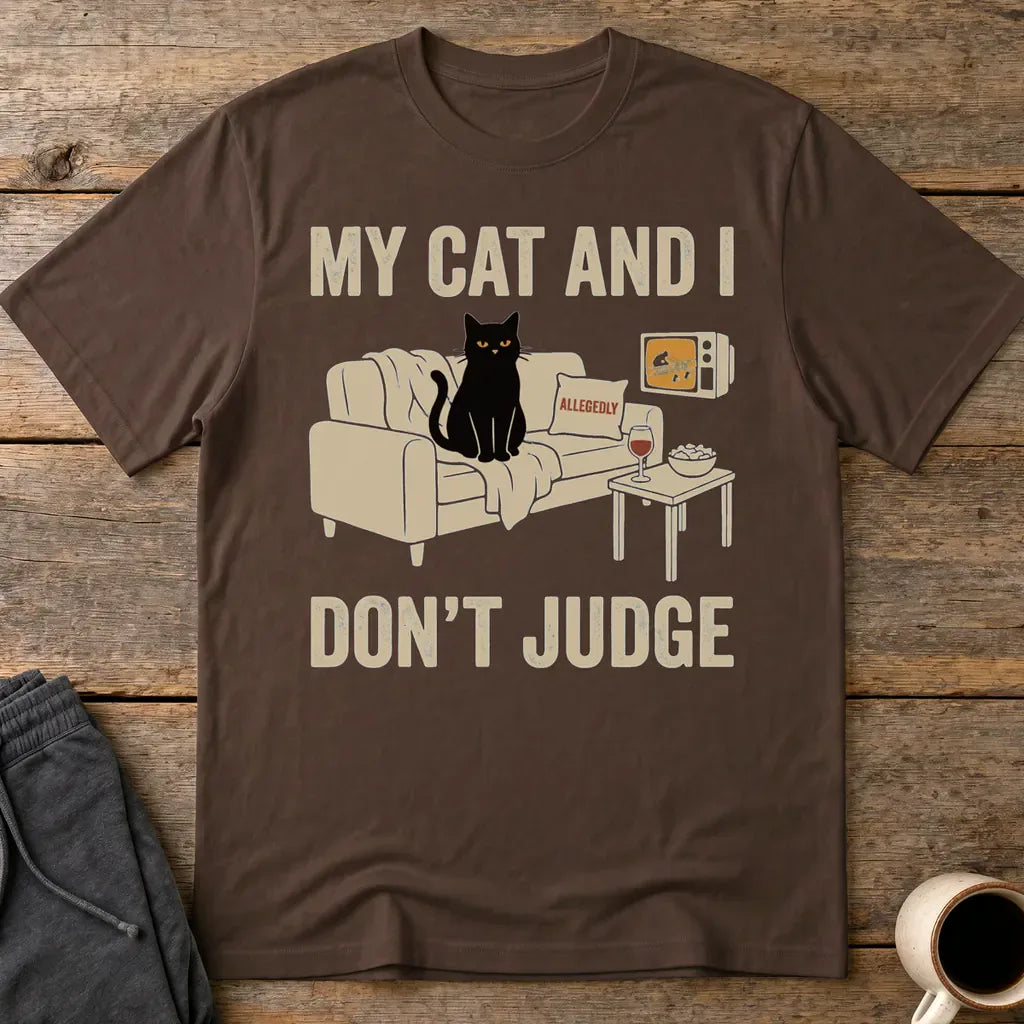 My Cat and I Don’t Judge T-Shirt - Dark Chocolate