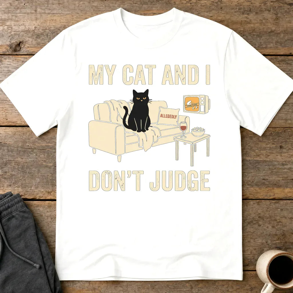 My Cat and I Don’t Judge T-Shirt - White