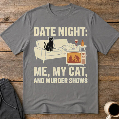 Me, My Cat & Murder Shows T-Shirt - Charcoal
