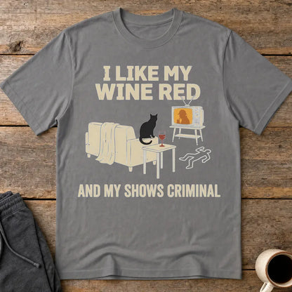 Wine & Crime Lover T-Shirt - Charcoal