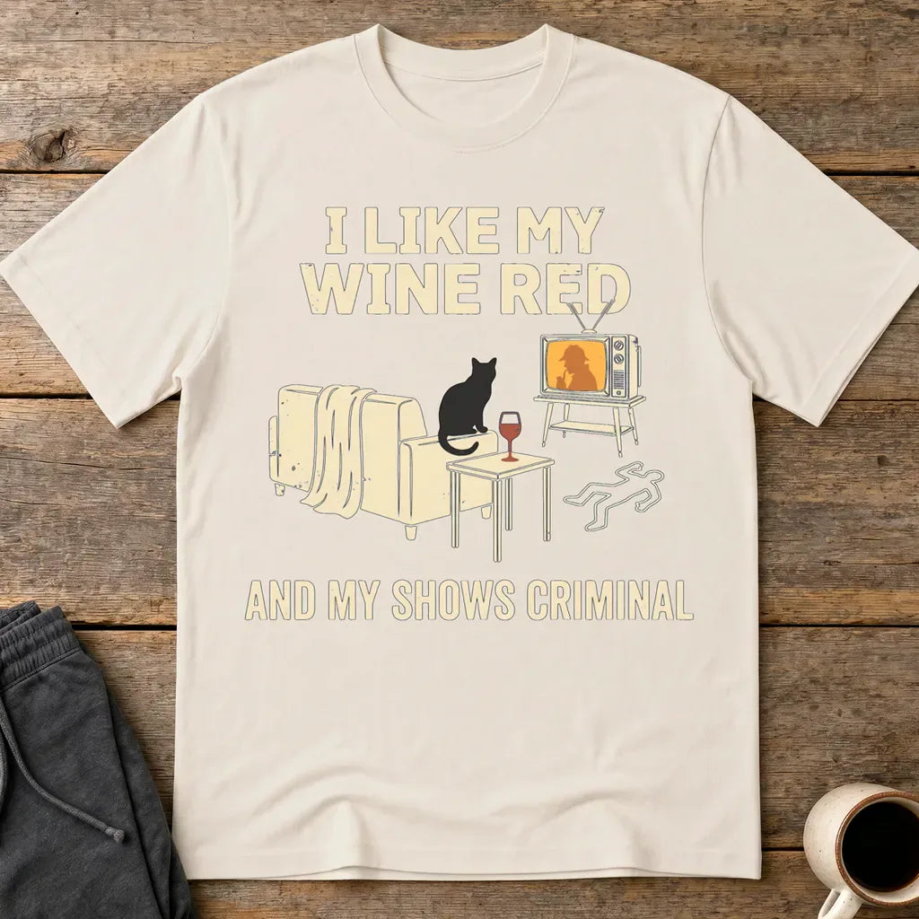 Wine & Crime Lover T-Shirt - Ice Grey