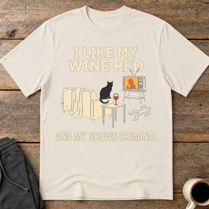 Wine & Crime Lover T-Shirt - Ice Grey