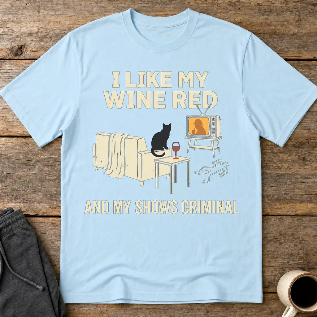 Wine & Crime Lover T-Shirt - Light Blue
