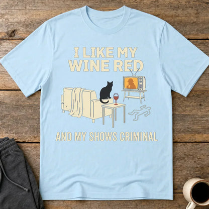 Wine & Crime Lover T-Shirt - Light Blue