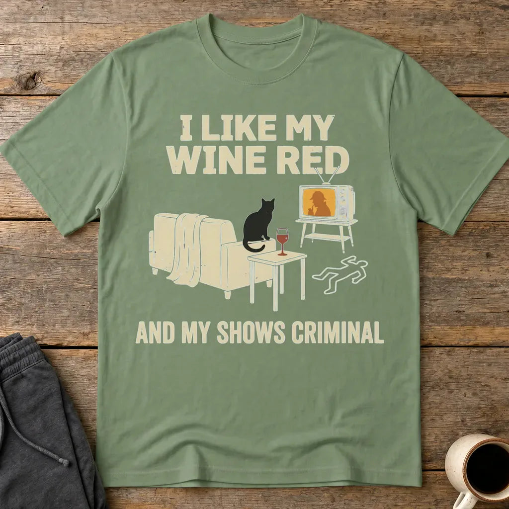 Wine & Crime Lover T-Shirt - Military Green