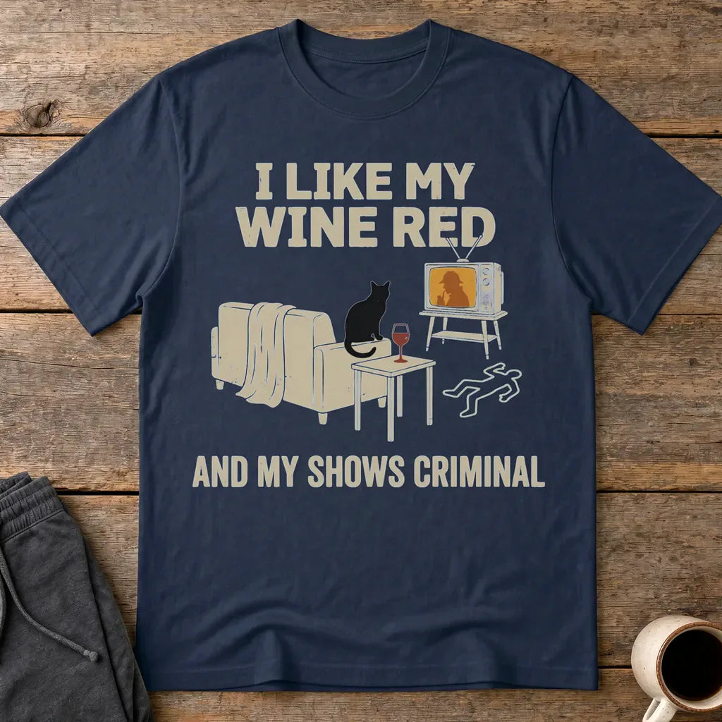 Wine & Crime Lover T-Shirt - Navy