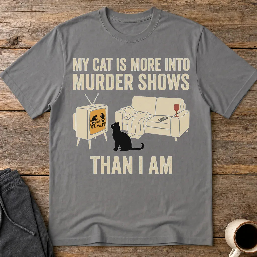 Murder-Show Cat Obsession T-Shirt - Charcoal