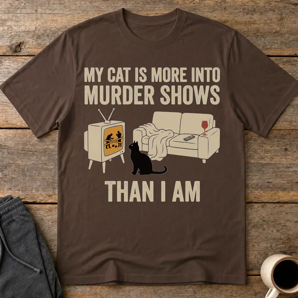 Murder-Show Cat Obsession T-Shirt - Dark Chocolate