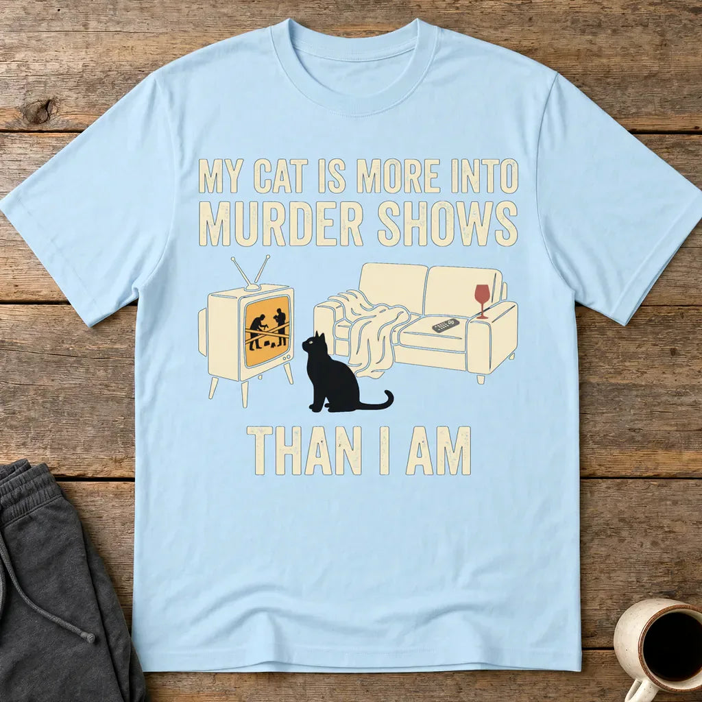 Murder-Show Cat Obsession T-Shirt - Light Blue