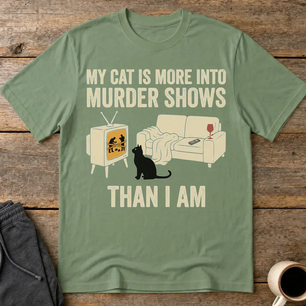 Murder-Show Cat Obsession T-Shirt - Military Green