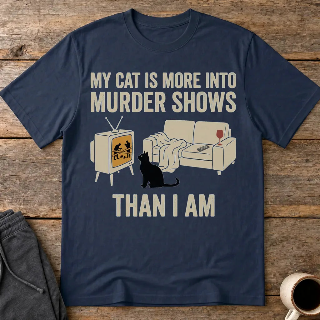 Murder-Show Cat Obsession T-Shirt - Navy