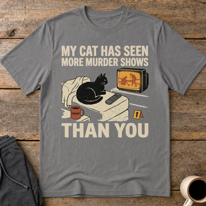 Murder-Show-Loving Cat T-Shirt - Charcoal