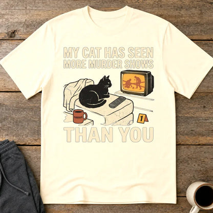 Murder-Show-Loving Cat T-Shirt - Natural