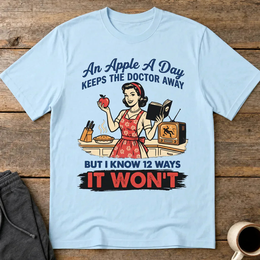 Apple A Day Killer Retro T-Shirt - Light Blue