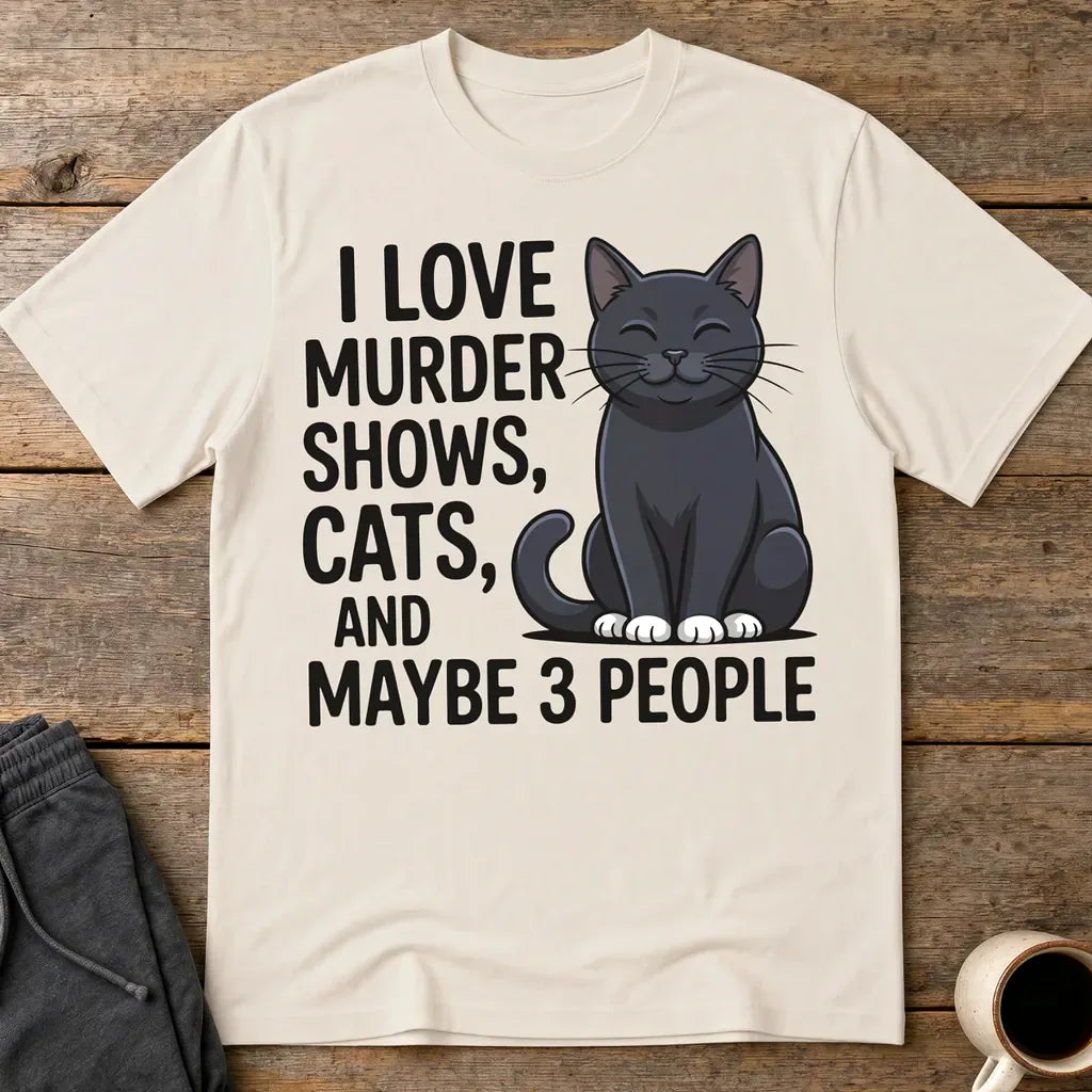 Murder Shows & Cat Lovers T-Shirt - Ice Grey