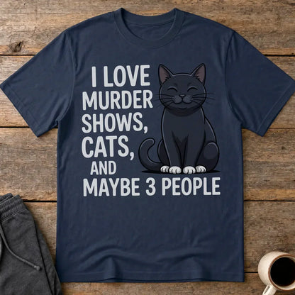 Murder Shows & Cat Lovers T-Shirt - Navy