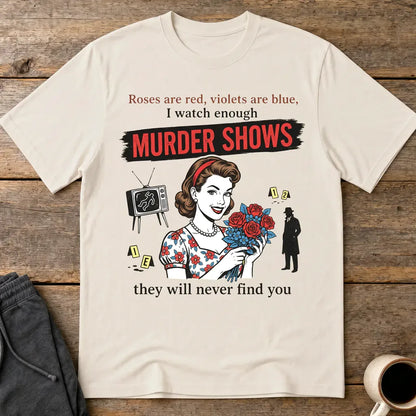 Murder Shows Retro Humor T-Shirt - Ice Grey