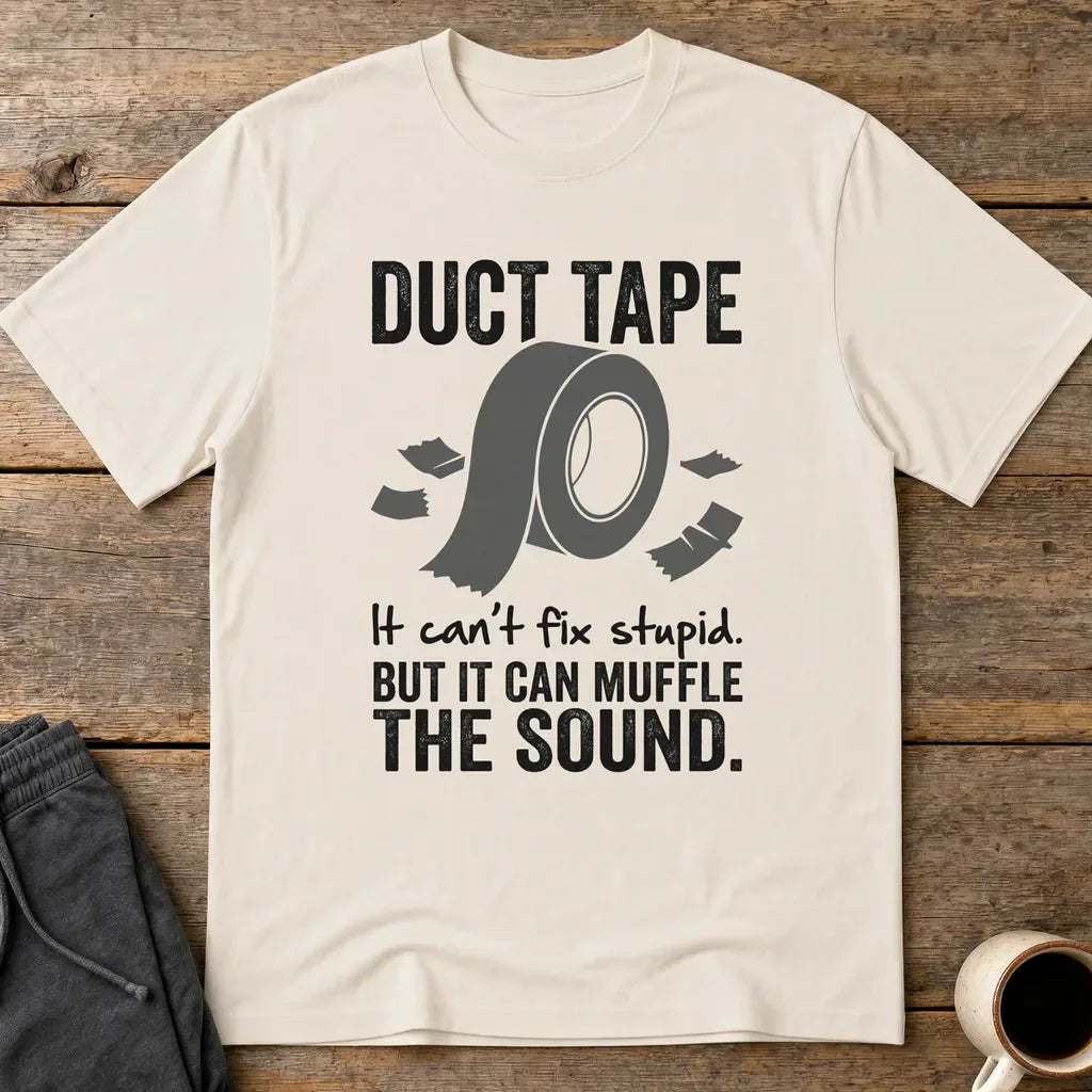 Duct Tape Muffles the Sound T-Shirt - Ice Grey