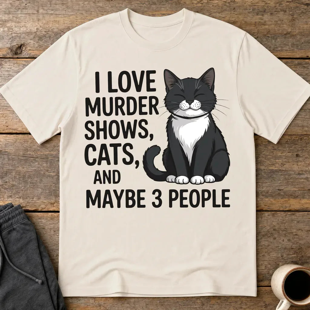 Murder Shows & Cat Attitude T-Shirt - Ice Grey