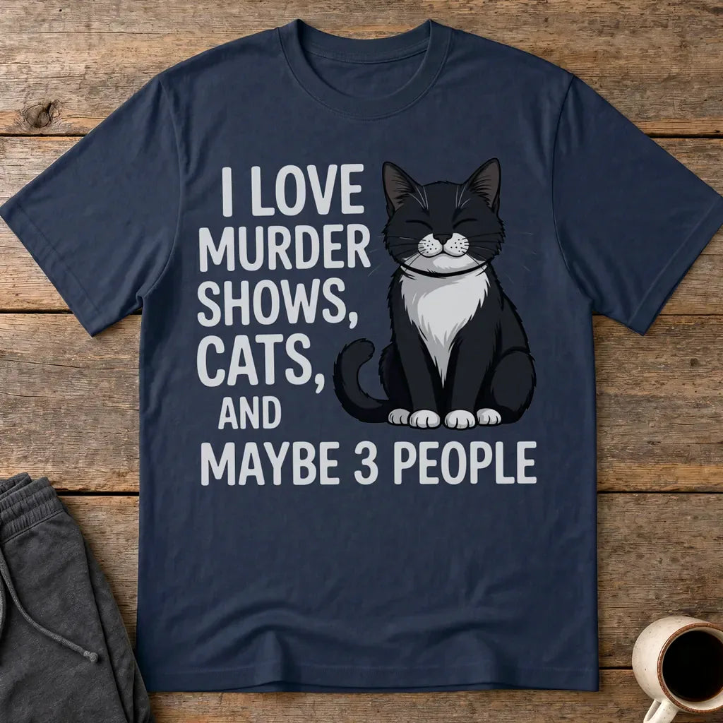 Murder Shows & Cat Attitude T-Shirt - Navy