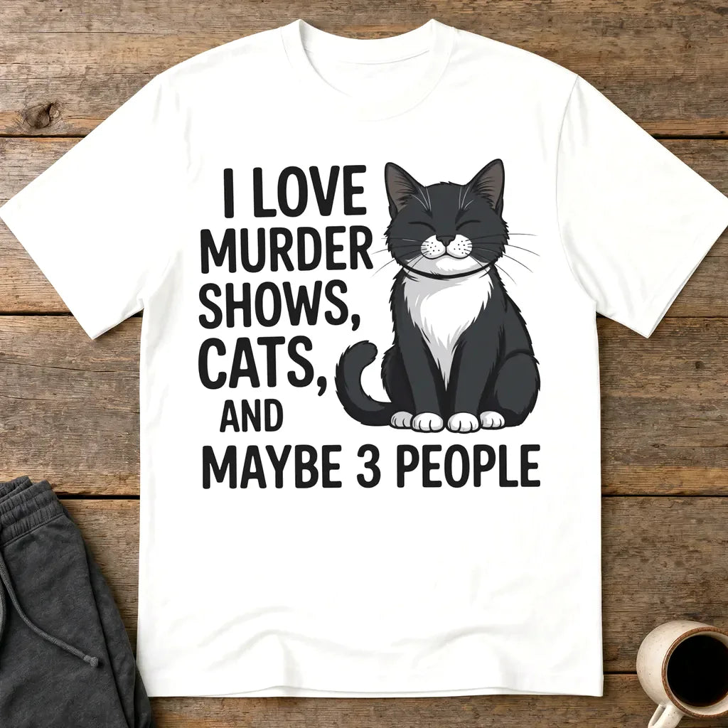 Murder Shows & Cat Attitude T-Shirt - White